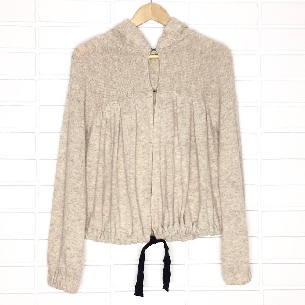 Free People | Tan Hooded Knit Cardigan Sweater